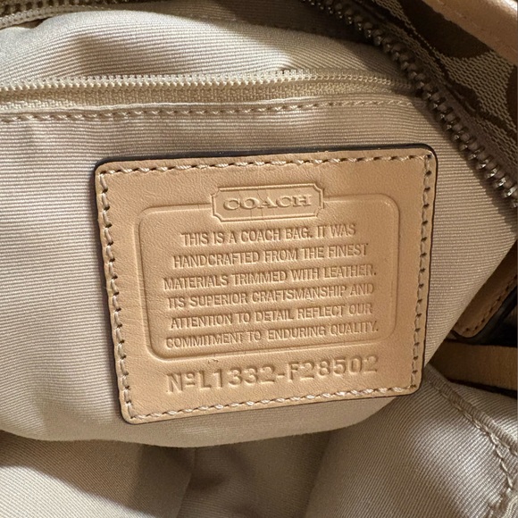 Coach Tan/Brown Crossbody Bag with Pink Center Stripe - Picture 2 of 10